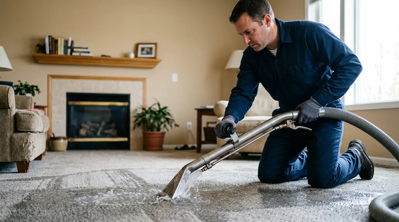 Water damage restoration technician working near Revere, MO